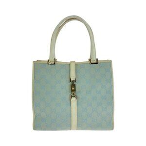 Gucci Jackie Light Blue Gold Hardware GG Canvas 002 5065 Tote Bag Handbag